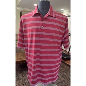 Mens Large Nike‎ Golf Tour Dri Fit Polo Burgundy With White Stripes